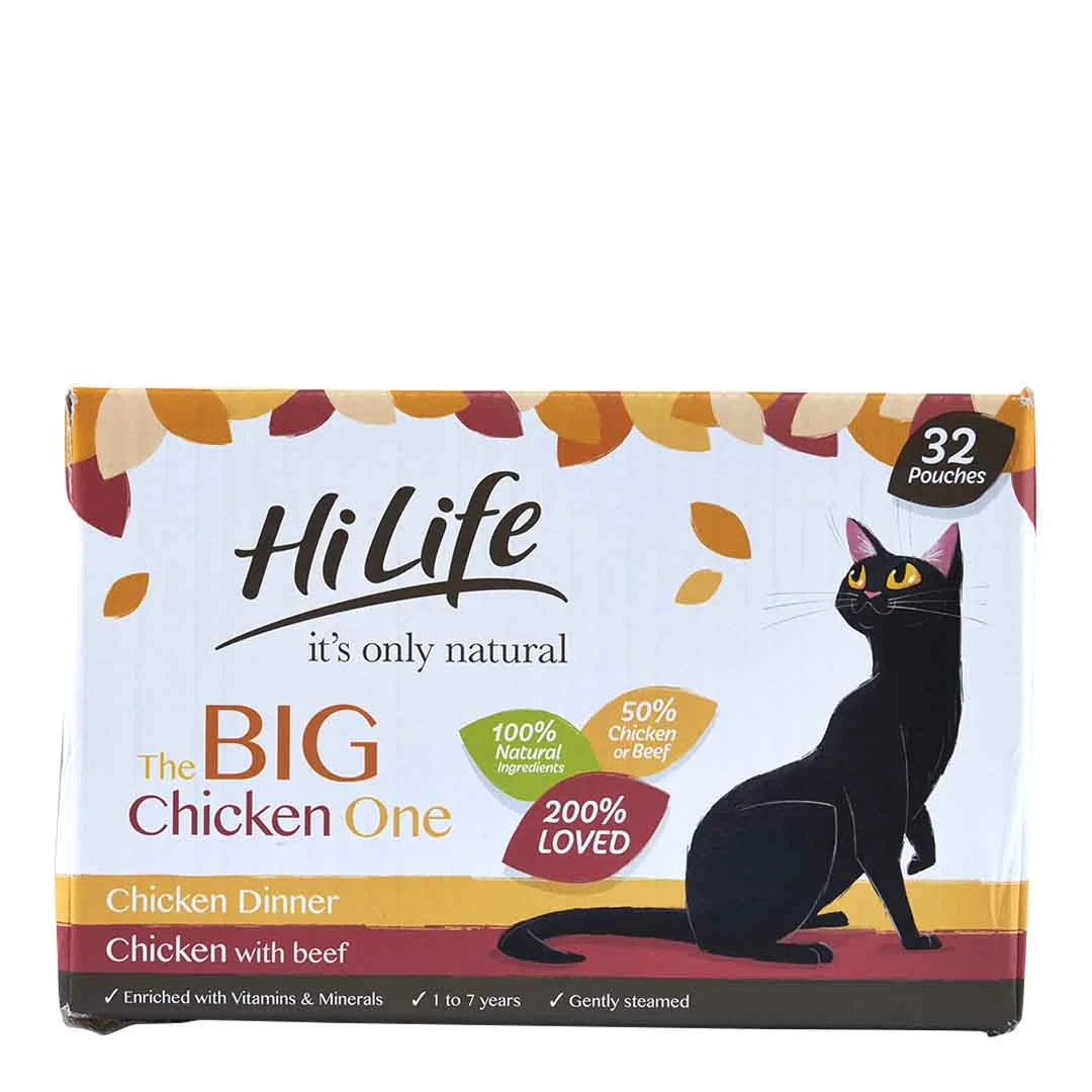 HiLife It's Only Natural Cat Pouch Multipack The Big Chicken One In Jelly 32x70g