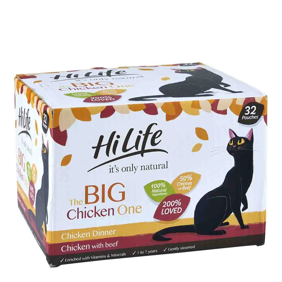 HiLife It's Only Natural Cat Pouch Multipack The Big Chicken One In Jelly 32x70g - Image 2