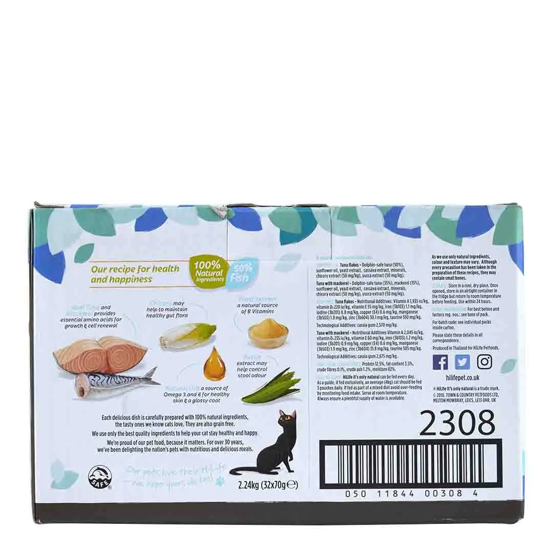 HiLife It's Only Natural Cat Pouch Multipack The Big Tuna One In Jelly 32x70g - Image 3