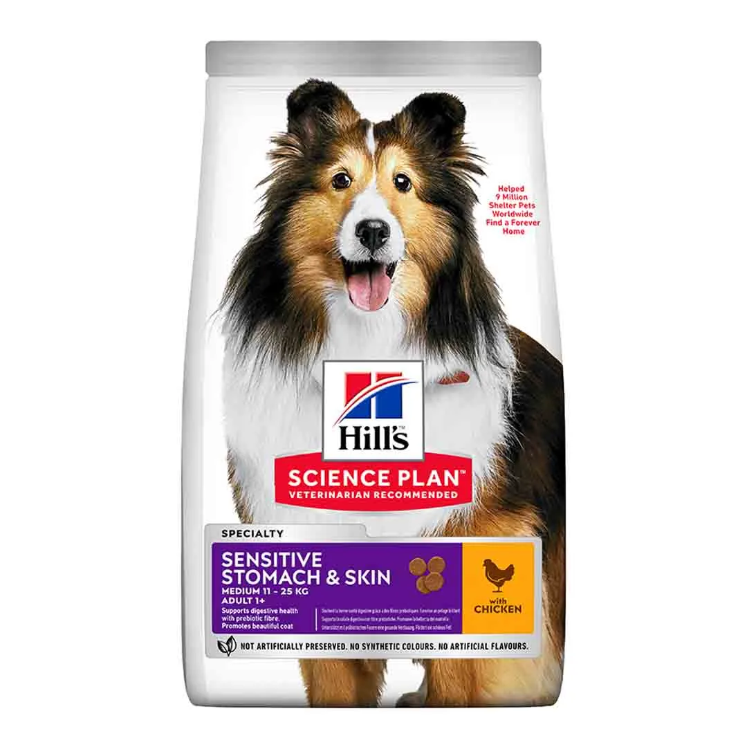Hills Science Plan Hill's Science Plan Adult Sensitive Stomach & Skin Medium Dry Dog Food Chicken Flavour 2.5kg