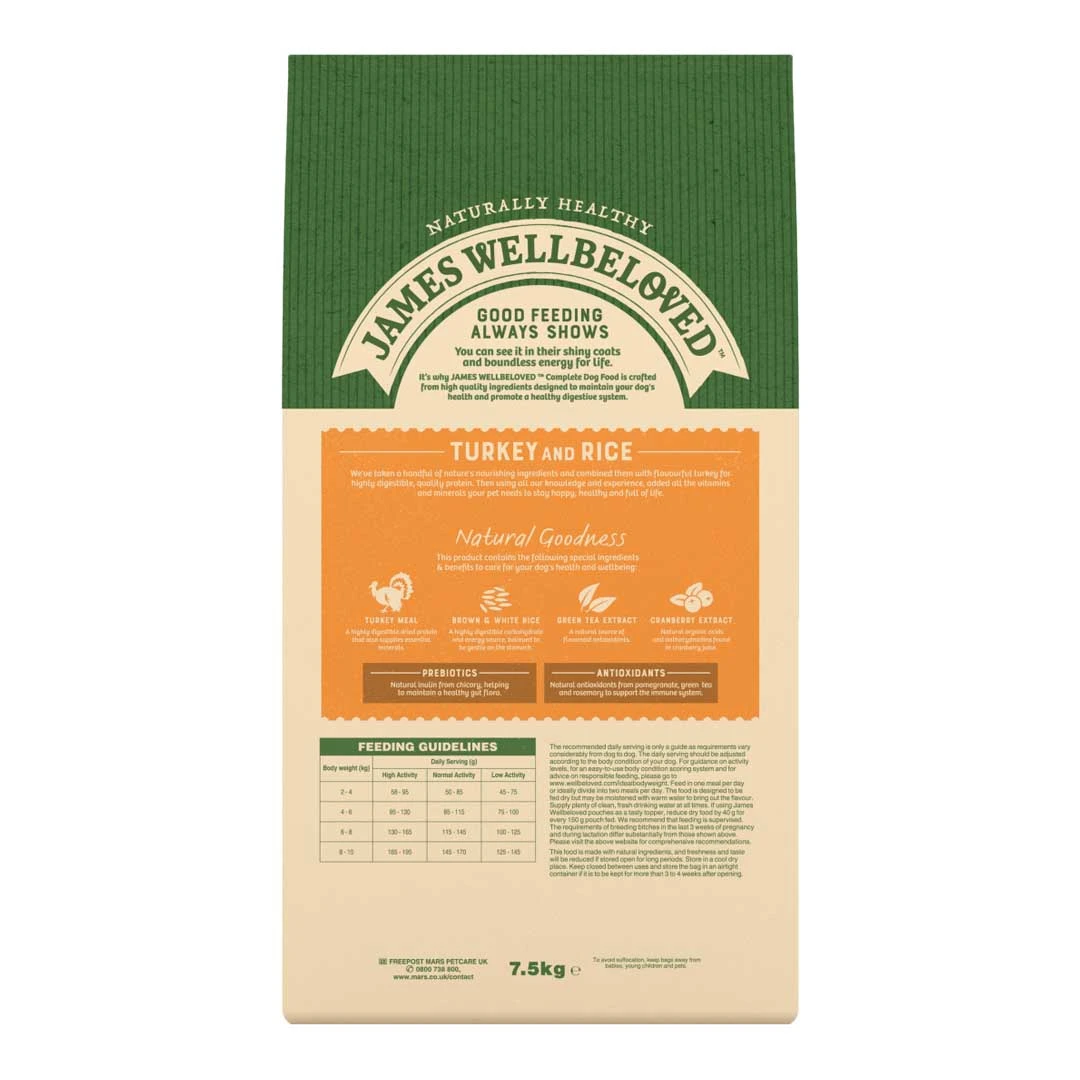 James Wellbeloved Adult Small Breed Turkey & Rice 7.5kg - Image 3
