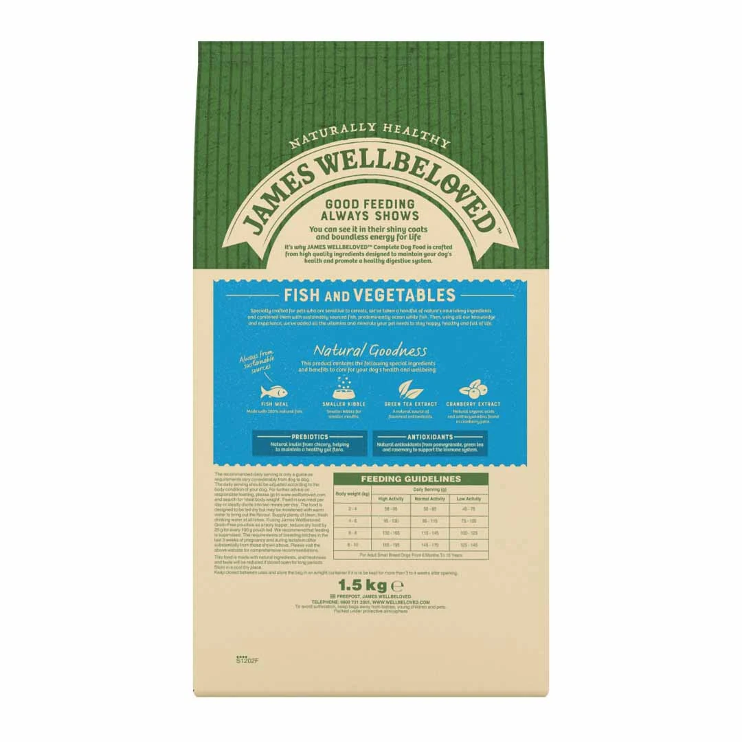 James Wellbeloved Adult Small Breed Fish & Vegetable Grain Free 1.5kg - Image 4