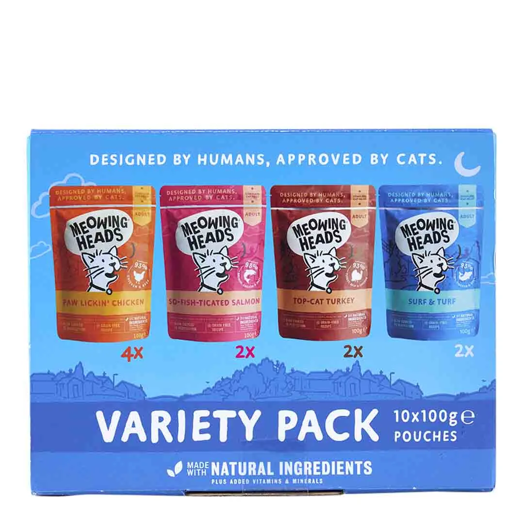 Meowing Heads Adult Variety Wet 10x100g