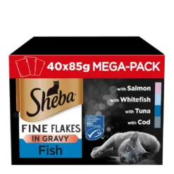 Sheba Fine Flakes Wet Cat Food Pouches Fish Selection In Gravy 40x85g