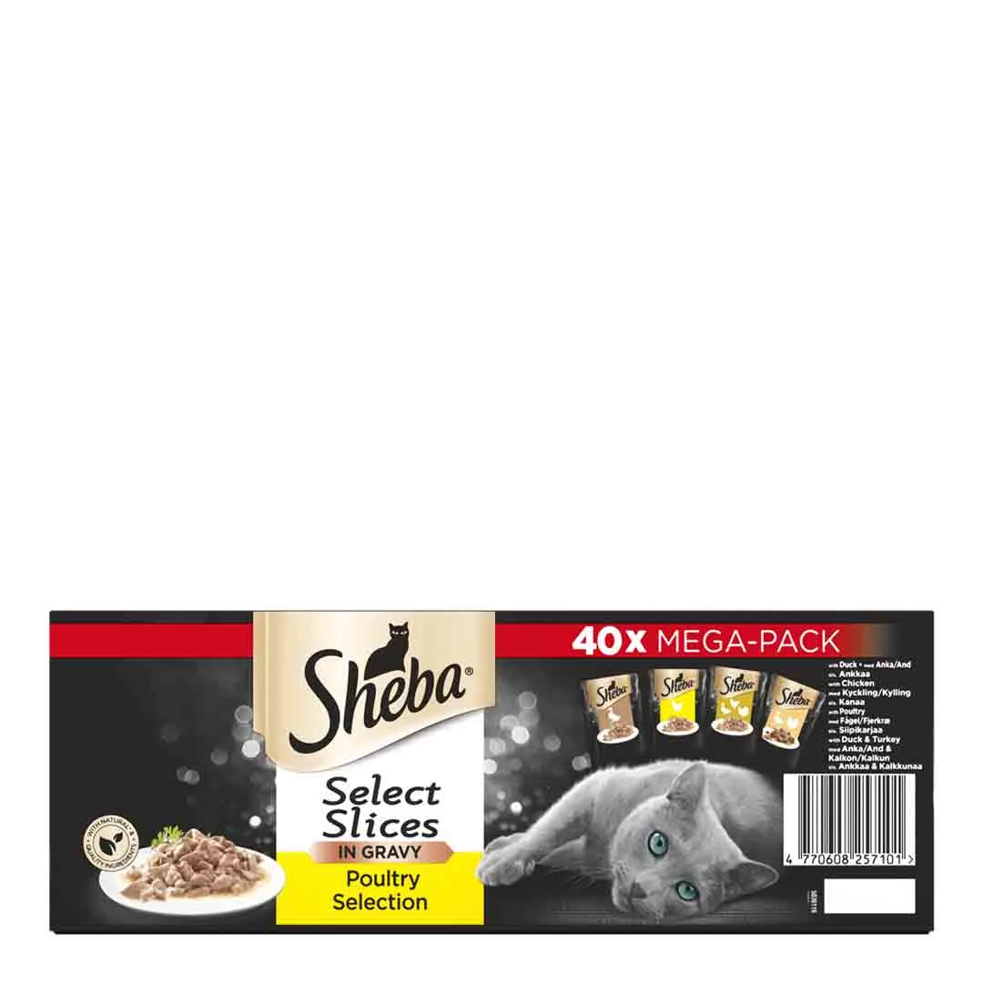 Sheba Select Slices Adult 1+ Wet Cat Food Pouches Poultry Selection In Gravy 40x85g Mega Pack - Image 3