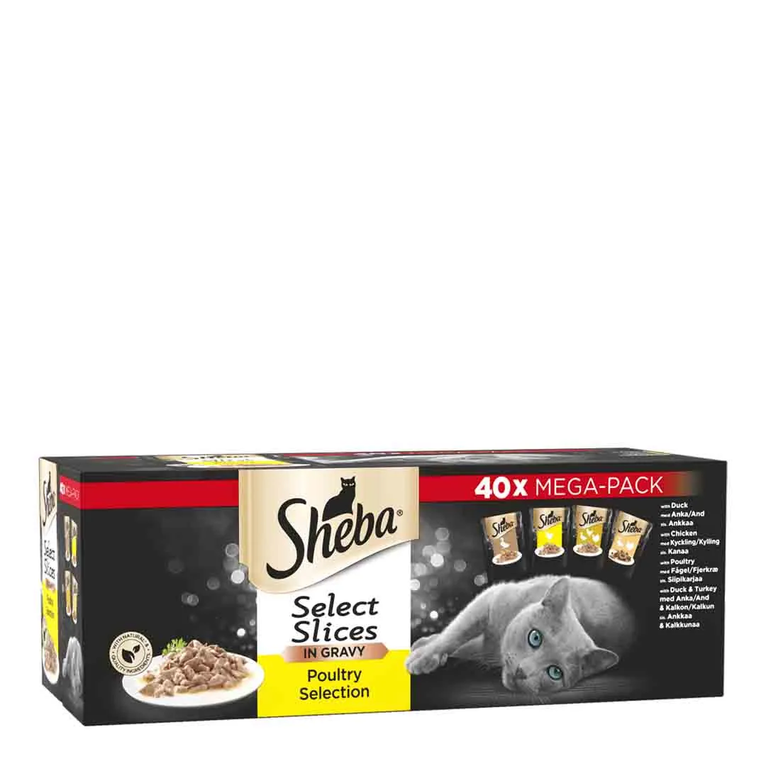 Sheba Select Slices Adult 1+ Wet Cat Food Pouches Poultry Selection In Gravy 40x85g Mega Pack - Image 2