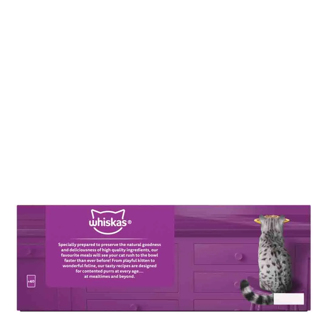 Whiskas Poultry Feasts In Jelly 1+ Adult Wet Cat Food Pouches, 40 X 85g - Image 2