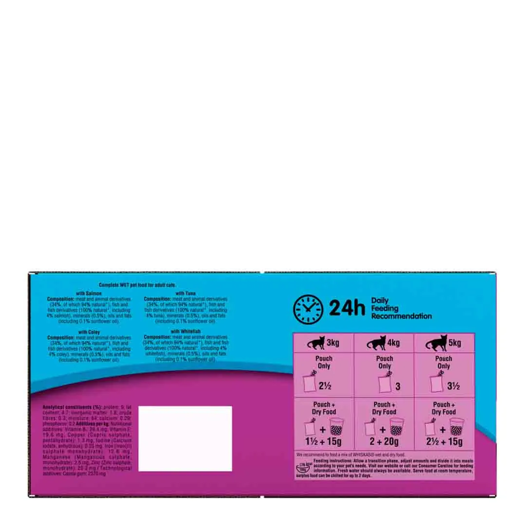Whiskas 1+ Cat Pouches Fish Selection In Jelly 80 X 100g - Image 2